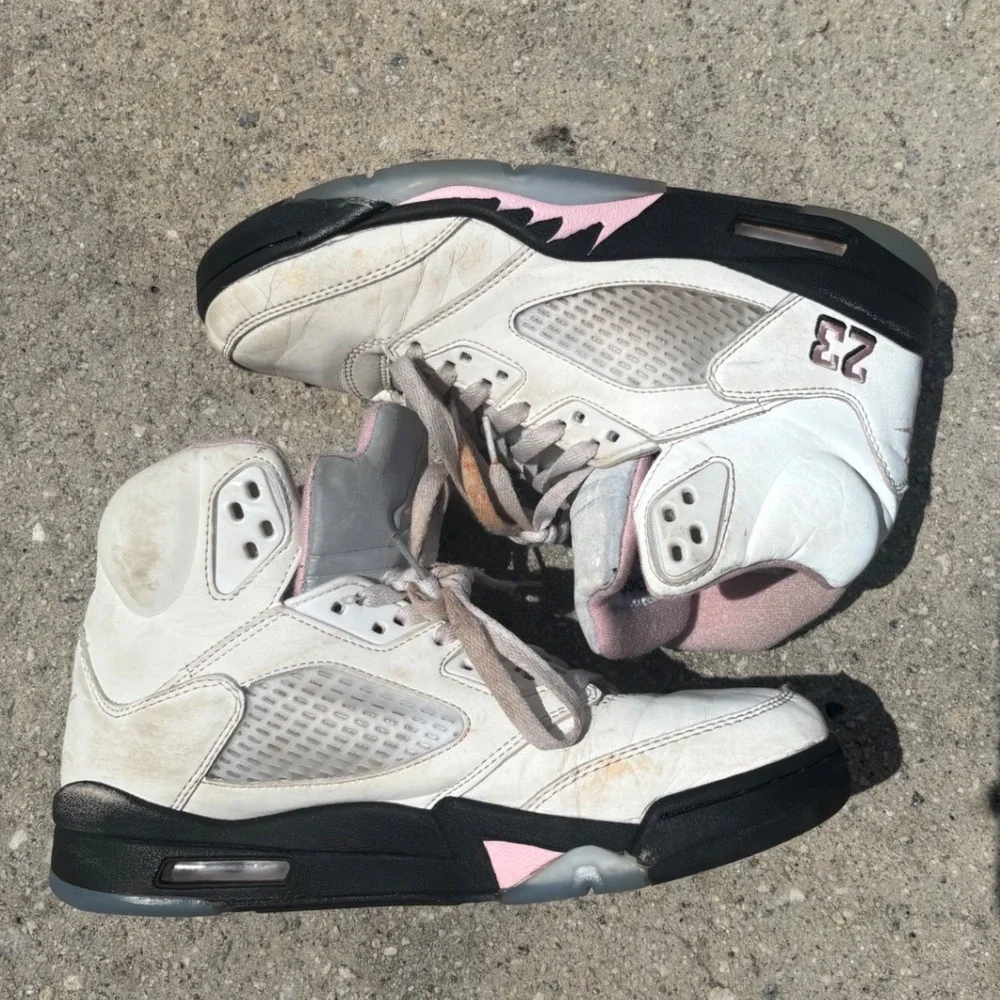 Nike Air Jordan 5 Retro White Pink Black HQ7978-102 Mens 8 Basketball Shoes